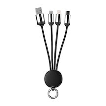 S-link SL-CP110 20cm 2A MicroUSB+Lightning+TypeC 3 in 1 LED Logolu Şarj Kablosu