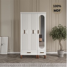 Zen 3 Kapak Ayaklı Tasarım Country Mdf Gardırop Beyaz