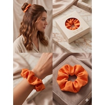 İpeksi Saten Dokulu Düz Renk Kumaş Scrunchie Lastik Toka Farklı Renk Seçenekli E