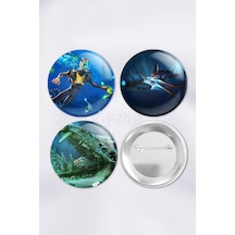 Subnautica Video Oyun Çanta Süsü İğneli Buton Rozet Seti 3 Adet Üçlü
