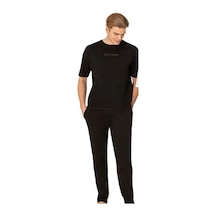 Pierre Cardin 6086 Erkek Kısa Kollu Bisiklet Yaka Oversize Pijama Takım-siyah Siyah
