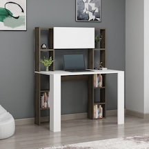 Dekorosso Dekorosso Vital Raflı Dolaplı Çalışma Masası Beyaz_Ceviz Beyaz