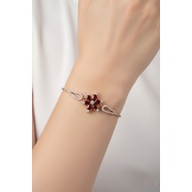 Çekirdekjewelry 925 Ayar Gümüş Garnet Taşlı Bileklik Pembe