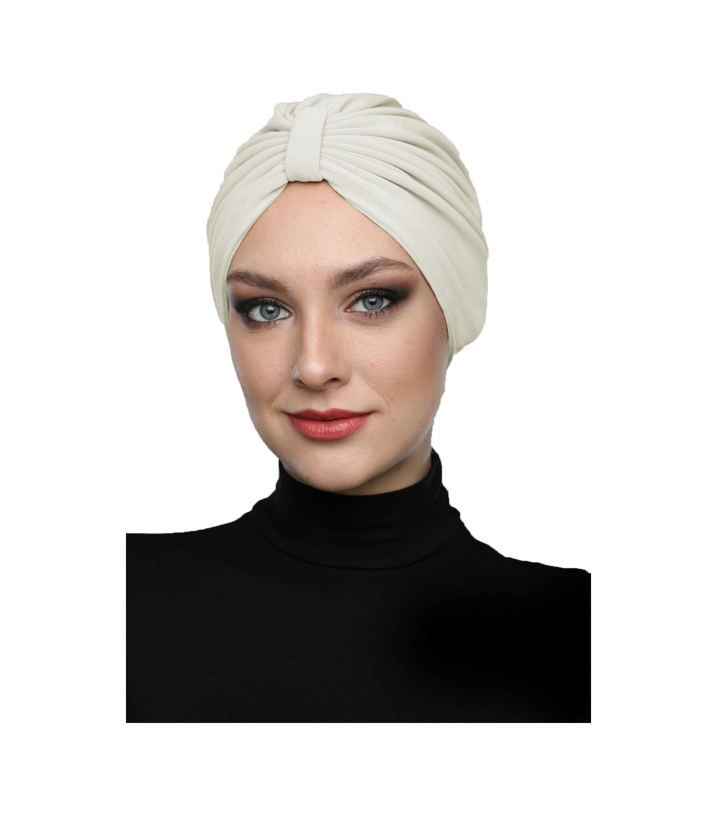 Kelebek Astarlı Krem Hazır Türban Tesettür Havuz Bonesi Krem