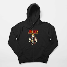 Pink Floyd Grup Silüet Siyah Fermuarlı Kapşonlu Sweatshirt