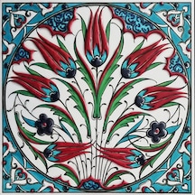 Armada Çini 20x20 Cm ED 323 Turkuaz Rumi Lalezar Eldekoru Çini ka