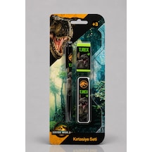 X Dekomus Lisanslı Jurassic World 3'lü Kırtasiye Seti 0.7 Mm Uçlu Kalem,silgi Ve Uç Seti Diğer