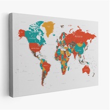 Livelyelegance Dünya Haritası Dekoratif Kanvas Tablo 1110 95 X 55cm