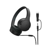 Soundform Mini Kids Kablolu Kulaklık Siyah Usb-c + 3,5 Mm Adaptör, Dahili Mikrofon, 85 Db Ses Sınırı, Eğlenceli Çıkartmalar, İphone, İpad, Galaxy Uyumlu