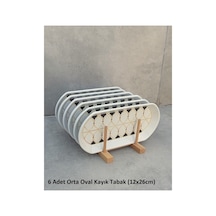6lı Set Seramik Orta Boy Oval Kayık Tabak Seti - 12x26cm Beyaz