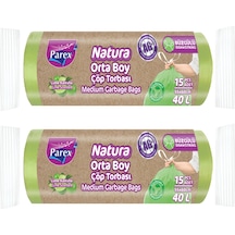 Natura Büzgülü Çöp Torbası 15'li Orta Boy 55 X 60 Cm İkili Paket