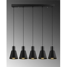 Modavize Trend Özel Tasarım Salon - Mutfak - Cafe Modern Metal Siyah 5 Li Sıralı Sarkıt Avize Siyah 80 X 130 Diğer