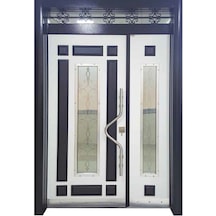 Çelik Kapı Modelleri Siyah Beyaz Kabartma Model Bina Kapısı Sol