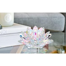 Chacha Home Kristal Nilüfer Çiçeği Obje & Mumluk - Lüks Cam Lotus Sehpa Ve Konsol Dekoru 15 Cm / 10 Cm / 8 Cm / 6 Cm Büyük Boy