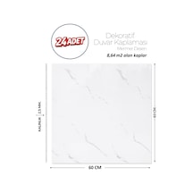 60x60 Cm Kendinden Yapışkanlı Duvar,banyo,tezgah Arası Beyaz Mermer-24 Adet Lls014-60-24
