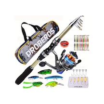 1 Takım Taşınabilir Teleskopik Olta Ve Makara Combo Kiti Siyah