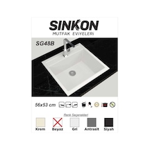 Sinkon Beyaz Granit Eviye 56 x 53 - Sg48B - Sinkon