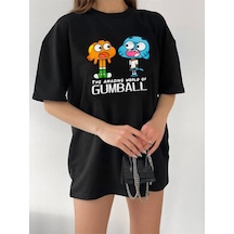 Startmore Garalio Unisex Oversize Gumball Baskılı T-shirt Siyah