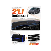 E-biz Volkswagen Transporter T6 Kapaklı 2015-2020 Torpido + Tay Tüyü Çanta - Siyah-mavi - Vw030