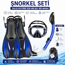 Hpytech Ayarlanabilir Şnorkel Seti Dalış Maskesi Palet Ve Kuru Şnorkel Takımı Yetişkin Deniz Havuz Seti L-xl Mavi - Siyah