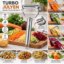 Paslanmaz Çelik Soyacak - Turbo Jülyen Doğrayıcı - Çok Fonksiyonlu Mutfak Aleti - Sebze Ve Meyve Soyucu