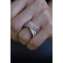 Yenigün Kuyumculuk 14 Ayar Altın Üç Renkli Baget Sarmalı Yüzük Yzk26575