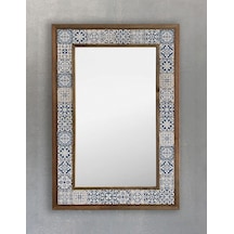 Tr Oscar Stone Decor Masif Çerçeveli Mozaik Taş Mermer Ayna 43 Cm X 63 Cm Seramik Desenli-dresuar Aynası Diğer