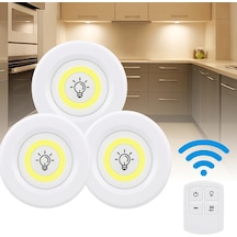 Hero 3 Lü Kablosuz Led Spot Işık Seti Uzaktan Kumandalı, Yapışkan Bantlı, Pilli, 3w Cob Led,