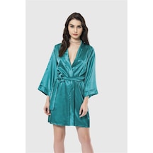 Aria's Closet Arias Closet Zümrüt Kısa Saten Sabahlık Zümrüt