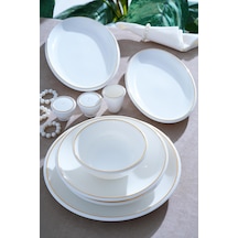 Wilhide 12 Kişilik 54 Parça Porselen Yemek Takımı Beyaz - Gold