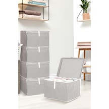 5 Adet Kapaklı Çok Amaçlı Hurç Saklama Kutusu Organizer Mini 40 X 30 X 26 Cm Gri Gri