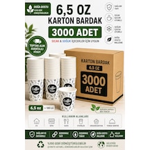 6,5 Oz Karton Bardak 3000 Adet Sıcak & Soğuk İçecek Uyumlu Tek Kullanımlık Dayanıklı Kağıt Bardak