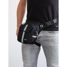 Ogdo - Su Geçirmez, Unisex Siyah Motorcu Bacak Ve Çapraz Çanta - 4963