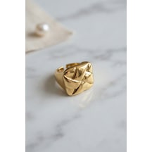 Geometrik Origami Tasarımlı Ayarlanabilir Gold Renk Yüzük Çok Renkli