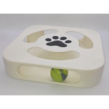 Bezos 3d Baskı Etkileşimli Kedi Oyuncağı Pati Desenli Toplu Zeka Oyuncağı Kare Toplu Parkur Krem Siyah Hb006