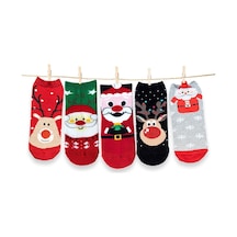 Footmania 5'li Yılbaşı Christmas Noel Renkli Çoraplar Seti Çok Renkli
