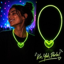 Neon Işıklı Fosforlu Kalp Parti Kolyesi Yeşil Renk