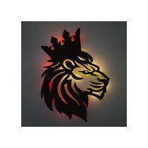 Led Işıklı Yan Portre Aslan Figürlü Tablo Duvar Dekorlu Gece Lambası Kırmızı - 737713025 Kırmızı