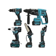Prohummer Ph252 Profesyonel Akülü Süper 5li Matkap Seti - 125mm Avuç Taşlama, Sds Plus Kırıcı Delici Hilti, Somun Sıkma Sökme, Vidalama Matkap, Budama Testere