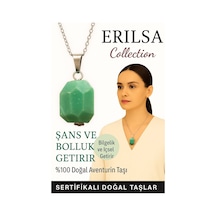 Sertifikalı Fasetli Aventurin Doğal Taş Kolye Şans Bolluk İçsel Güç Ve Huzur Taşı Mavi