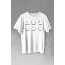 Geometri Çokgenler Üçgen Beşgen Altıgen Sekizgen Baskılı Tişört Unisex T-shirt 001