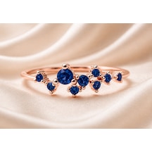 Safir Altın Kaplama Star Gümüş Yüzük, 925 Ayar Zirkon Safir Star Gümüş Yüzük Pembe Altın Kaplama Safir Altın Kaplama Star Gümüş Yüzük, 925 Ayar Zirkon Safir Star Gümüş Yüzük Pembe Altın Kaplama