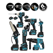 6pcs Usta Elektrikli Alet Seti Şarjlı 21v Spral Taşlama - Hilti - Bağ Makas - Somun Sökme - Darbeli Vidalama - Budam