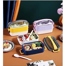 Bento 1600ml Lunchbox 2 Katlı Çelik Sefer Tası Yemek Kutusu Mor Bakır