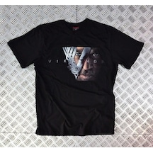Stoned&Fame Unisex Siyah Vıkıngs Baskılı T-shirt SIYAH Siyah