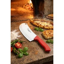 Lazbisa MFT-525 Silver Serisi Pide Börek Bıçağı Mutfak Bıçak Salata Pizza Bıçağı Kırmızı