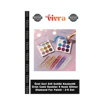 Özel Seri Stil Sahibi Kozmetik Ürün Canlı Renkler 9 Renk Glitter Diamond Far Paleti - 2'li Set Çok Renkli