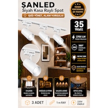 Led Beyaz Kasa Beyaz Işık 35w Raylı Spot / 3 Adet 1 Metre Ray