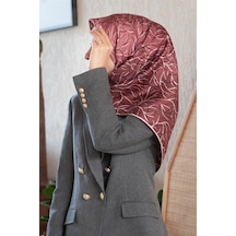 Vissona Tivil İpek Eşarp 61012 - 6 - 0020 Gül Kurusu Beyaz Soyut Desen gül kurusu