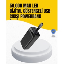 50.000 Mah Kapasiteli Powerbank Hızlı Şarj Destekli, 4 Usb Portlu, Led Işıklı Taşınabilir Enerji Deposu Açık